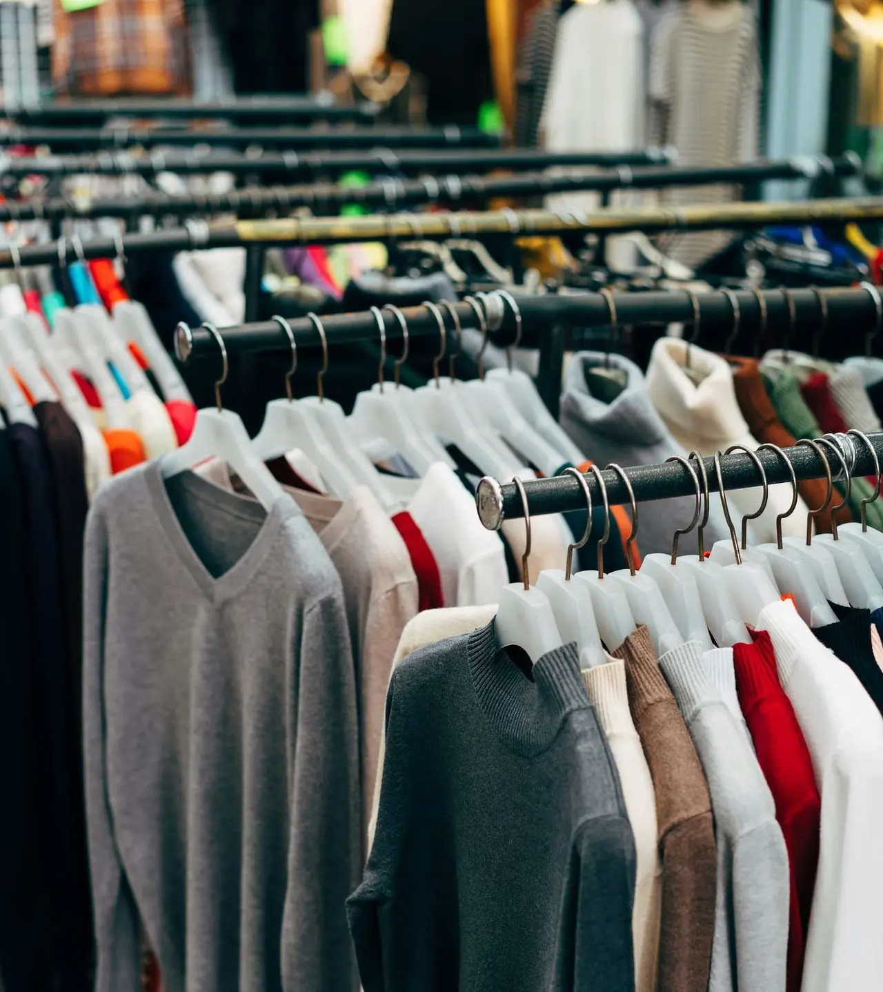 gray and white long sleeve shirt